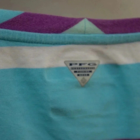 Columbia | PFG striped top | Blue  Purple White | Women's Large - Picture 4 of 4